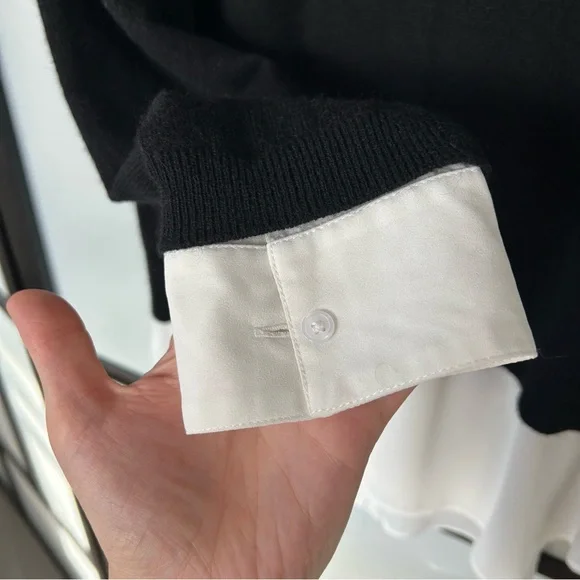 [M] Charter Club Luxury Black and White Dress Shirt & Cashmere Sweater Combo Top - Picture 12 of 13